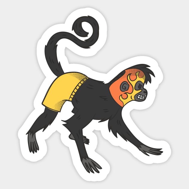 Fun & Colorful Monkey Luchador Wrestler Sketch Drawing Sticker by SLAG_Creative